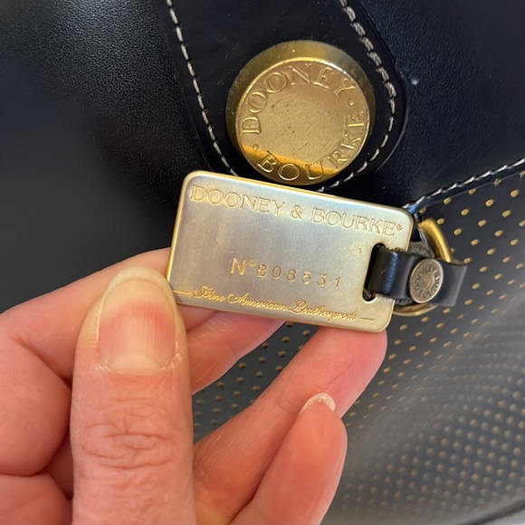 Dooney & Bourke Vintage Cabriolet Black Perforated Leather Top Zip Tote Bag - Picture 3 of 14